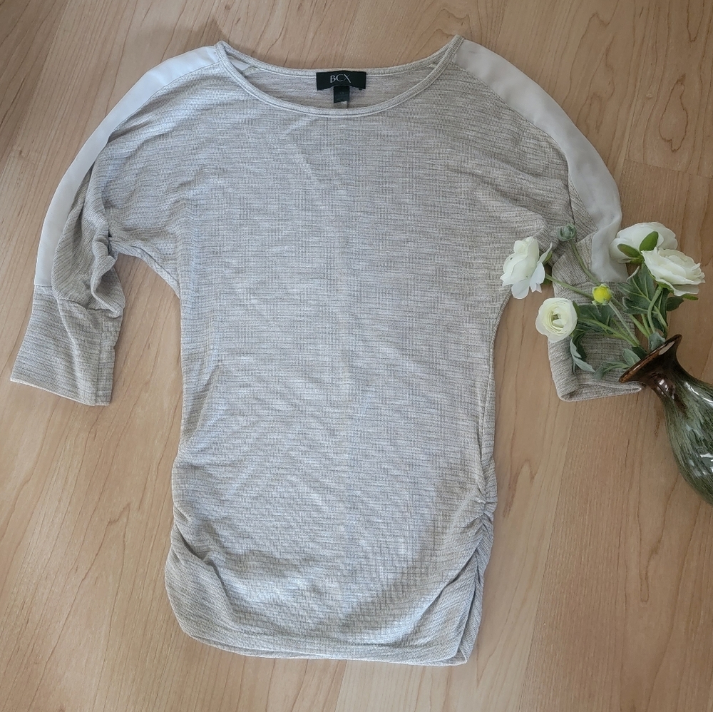 BCX 3/4 length sleeve sweater with ruching. Size XS